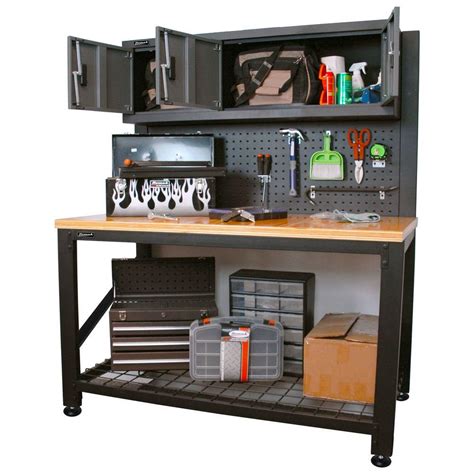 industrial workbench with drawers